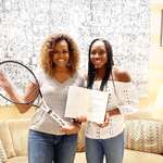 image for Cori Gauff, the 15yr old pro tennis player who defeated Venus Williams at Wimbledon, traded autographs today with her idol Michelle Obama.