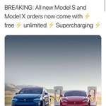 image for All new Model S and X orders come with free unlimited supercharging