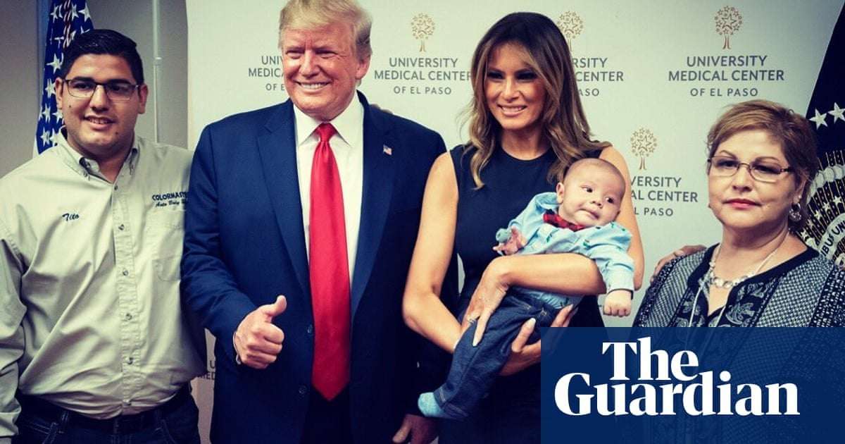 image for Anger as grinning Trump gives thumbs-up while Melania holds El Paso orphan
