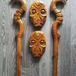 image for Masks and staves I carved week ago. 😁