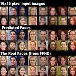 image for An AI algorithm can now predict faces with just 16x16 resolution. Top is low resolution images, middle is the computer's output, bottom is the original photos.