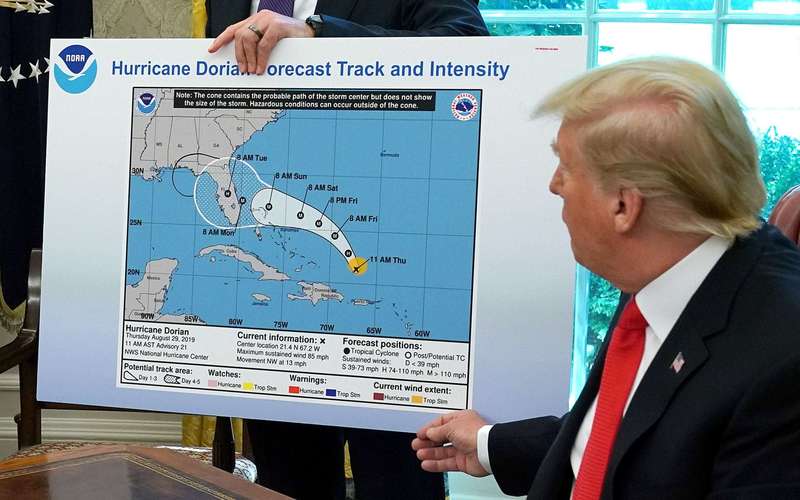 image for #Sharpiegate Trends as People Mock Trump For Showing Hurricane Dorian Path Map Altered With Pen
