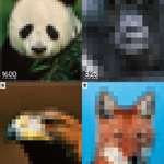 image for Each picture is made of as many pixels as that of the endangered species population- designed by Yoshiyuki Mikami