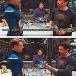 image for In The Avengers, Robert Downey Jr. always hid snacks around the set for when he got hungry. One day he randomly offered Chris Evans blueberries in the middle of a scene, and they kept it in.