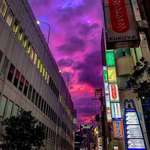 image for The sky in Japan turned pink hours before typhoon. At the time of the image it was classified as a super typhoon.