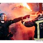 image for Riot police pepper spraying a firefighter, Paris