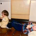 image for 1986: One of my favourite things to do as a kid was get nice and comfortable on the kitchen floor and phone grandma to tell her about my day.