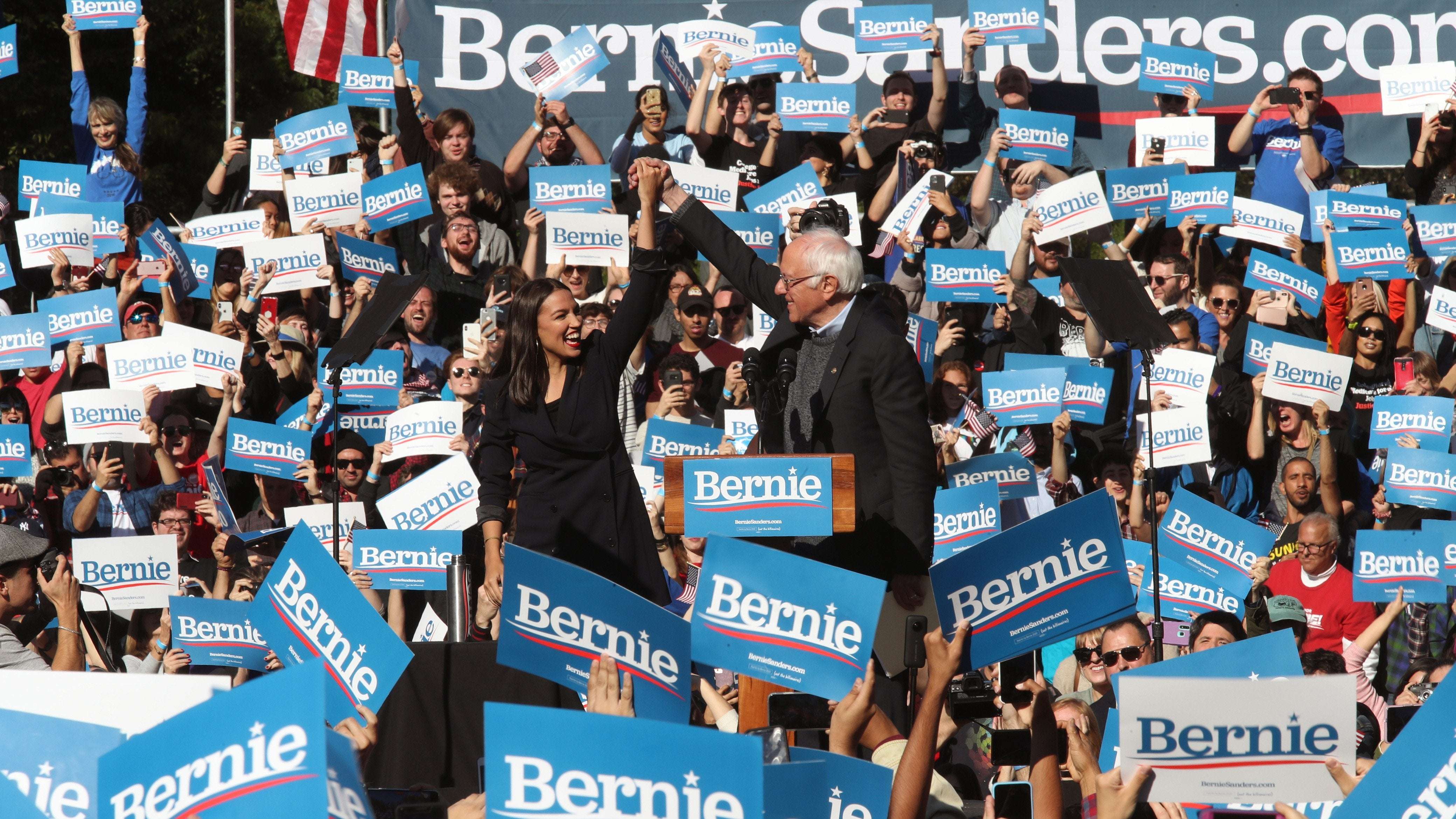image for 'I am back': Sanders tops Warren with massive New York City rally