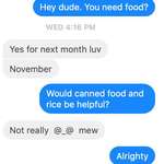 image for A FB friend said they couldn't afford to eat after their boyfriend moved out, I offered to send them food