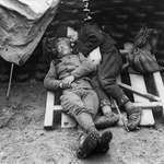 image for A Serbian soldier sleeps with his father who came to visit him on the front line near Belgrade, 1914/1915 [1024x796]