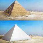 image for What the pyramid looked like. Originally encased in white lime stone with a peak made of solid gold