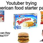 image for Youtuber trying American food starter pack