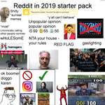image for Reddit in 2019 starter pack