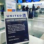 image for Fake United signs posted at the airport (@TGLNYC on IG)