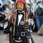image for So, some guy decided to cosplay as Johnny Depp's character in a movie - ALL of them.