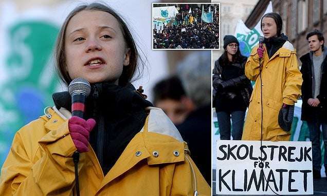 image for Greta Thunberg tells cheering crowd 'we will make sure we put world leaders against the wall'