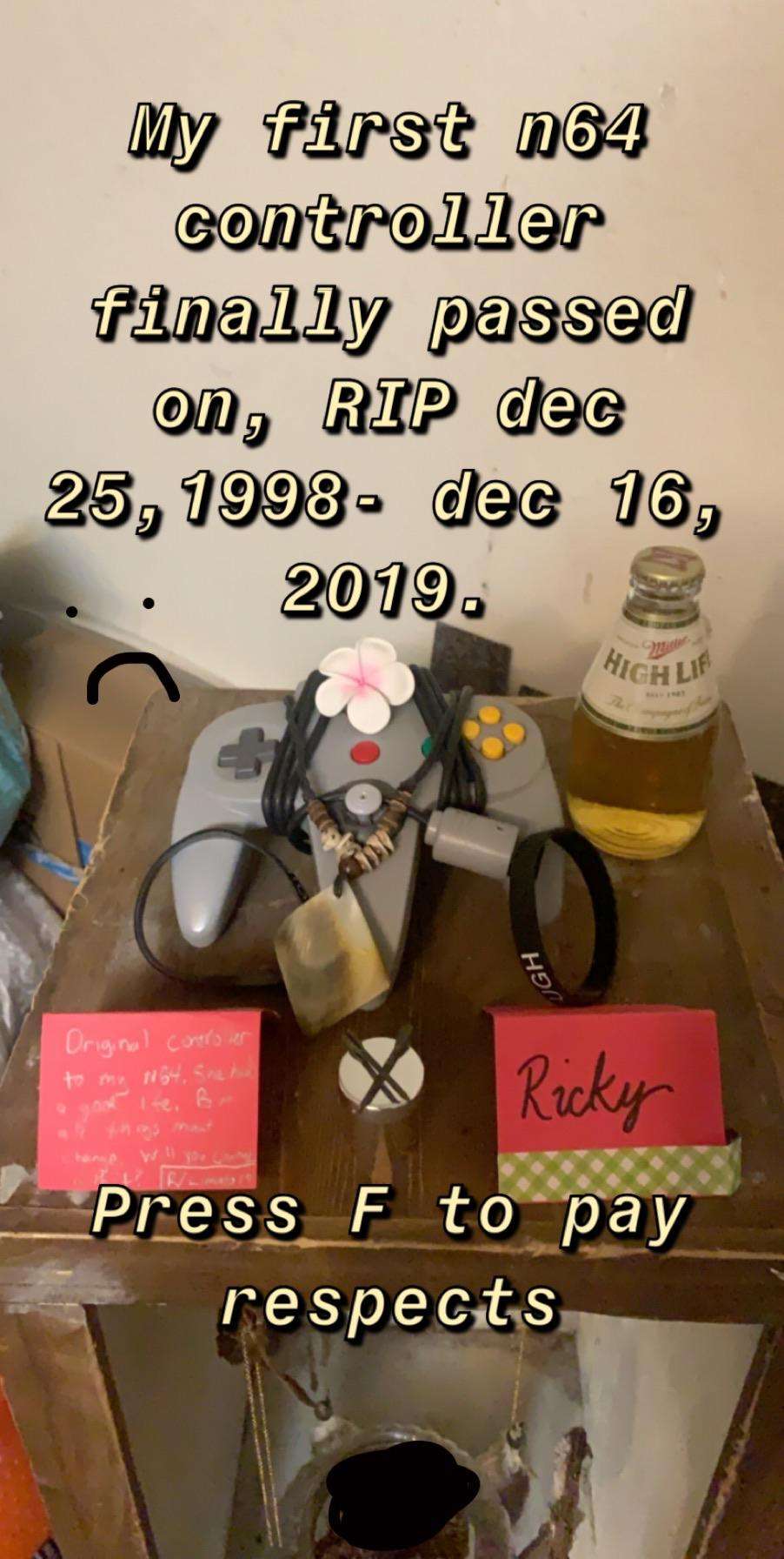 image showing Press F to pay your respects to my original n64 Christmas gift in 98.