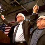 image for Danny Devito introducing Bernie Sanders at a rally