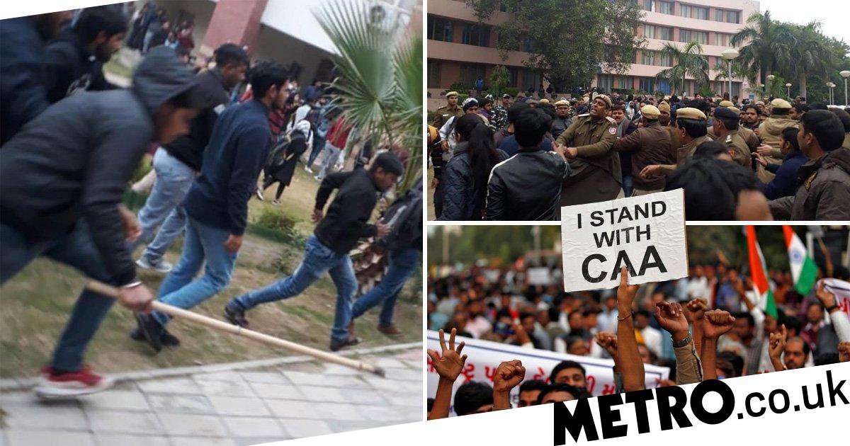 image for Students attacked at anti-government protest in India
