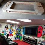 image for 65-inch flatscreen modded to look like a giant Nintendo Switch