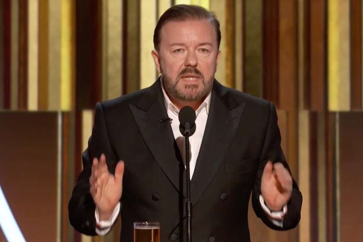 image for Ricky Gervais Rips Apple and Woke Hollywood Celebs in Scathing Golden Globes Monologue