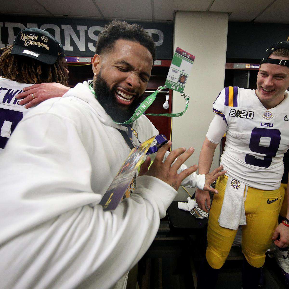 image for Video: Odell Beckham Jr. Hands Fake Money to LSU Players amid Title Celebration