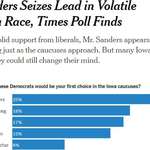 image for Ny Times/Siena Iowa Poll: Bernie leads with 25%. Buttigieg 18%, Biden 17%, Warren 15%.