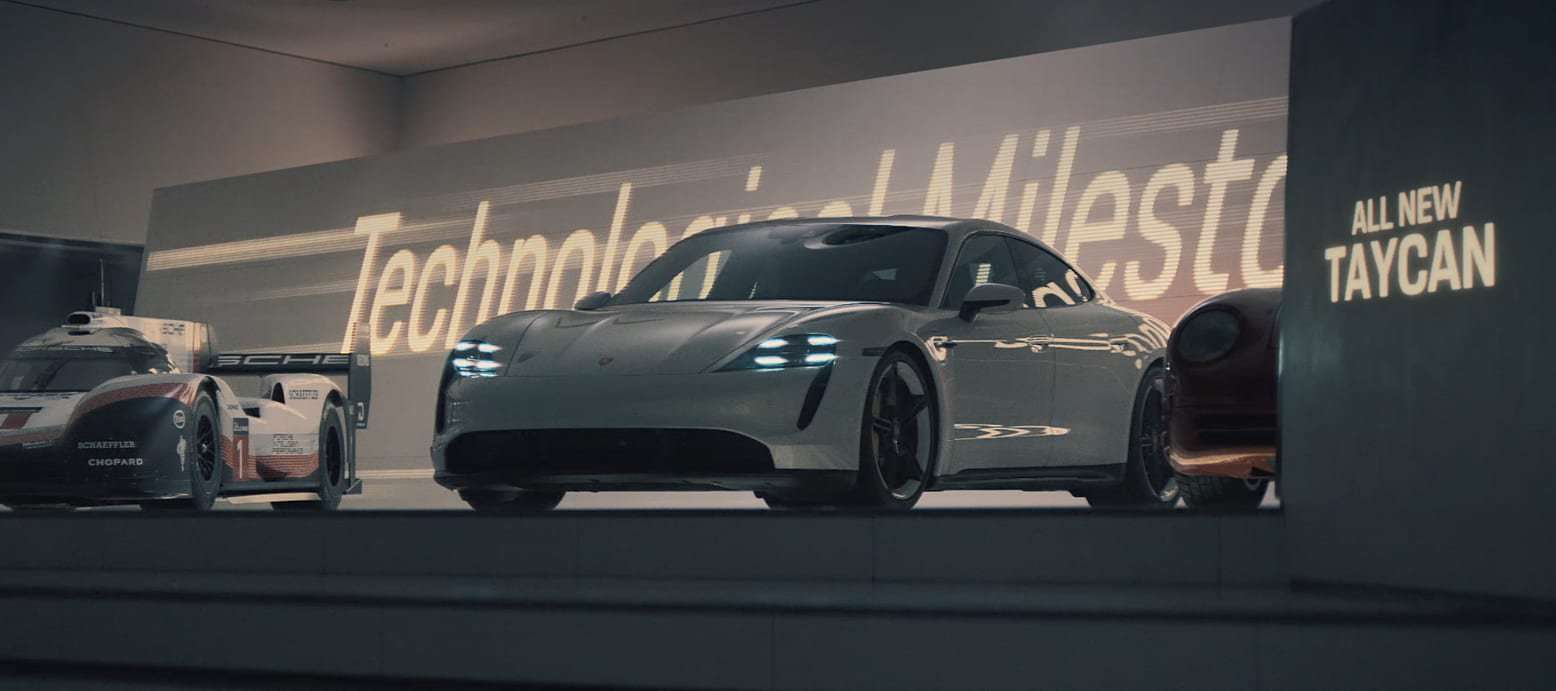 image for Porsche's first Super Bowl ad since 1997 features car chase with its all-electric Taycan