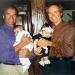 image for Schwarzenegger with his son Patrick and Eastwood with his daughter Francesca, 1993