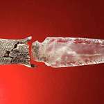 image for 4,500 year old quartz crystal dagger with ivory hilt. Found in a Copper Age-era tomb in Valencina de la Concepción, Spain.