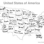 image for This map is all over Twitter. Apparently some German guy got bored and tried to name all 50 states. This is the end result...