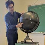 image for This spherical chalkboard my professor uses to teach curvature in General Relativity