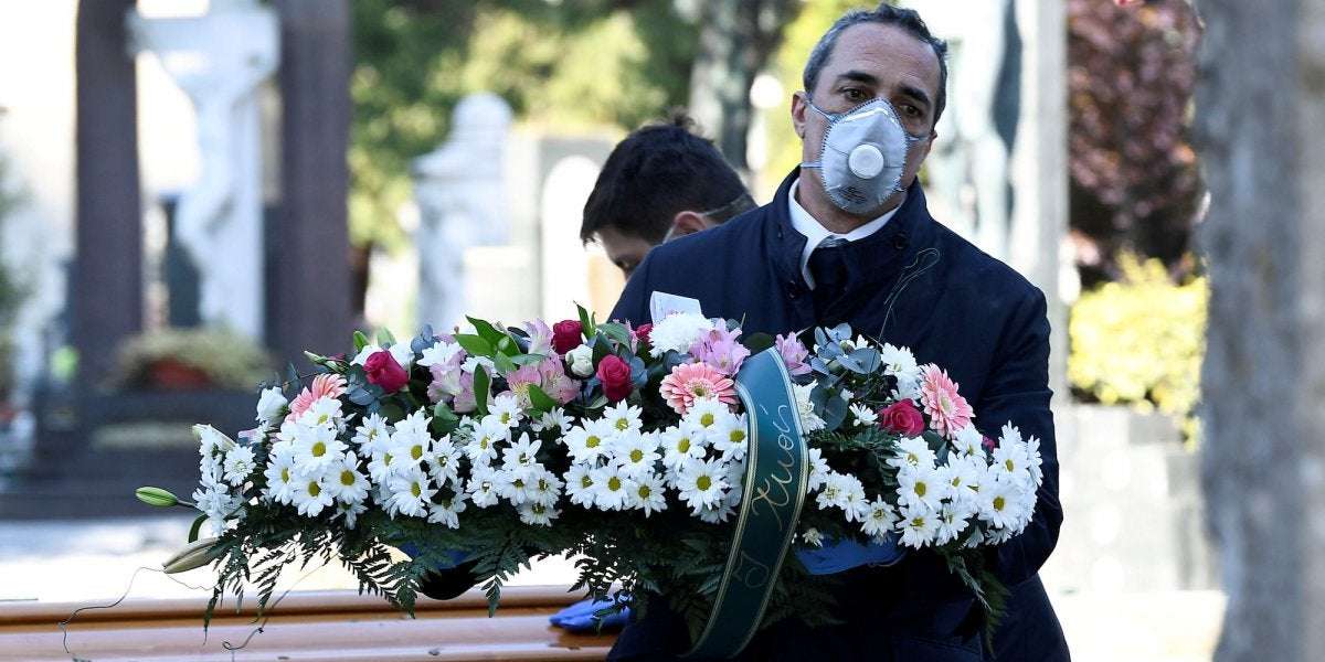 image for Coronavirus deaths are so high in Italy that some places have a waiting list for burials and funerals are happening with no family members there