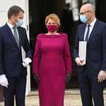 image for The president of Slovakia showing up in her hand-tailored, matching fabric surgical mask.
