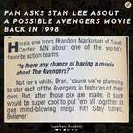 image for Fan Asks Stan Lee About possible Avengers film. 14 years before The Avengers.
