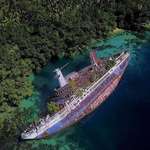 image for 30 April 2000 - The MS World Discoverer, struck an uncharted rock along Solomon Islands and the Captain decisively grounded the ship as it started to list. Nature has since taken over the Vessel