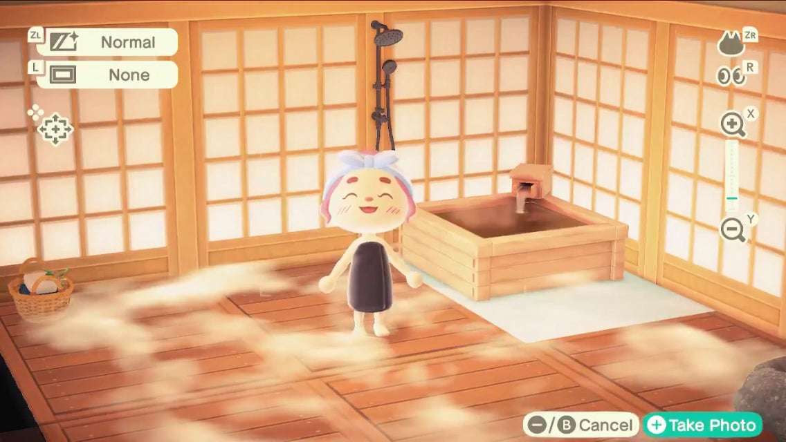 image for Thought people would like this idea of adding the wooden-deck rug to the cloud flooring as it creates the perfect sauna room! : AnimalCrossing