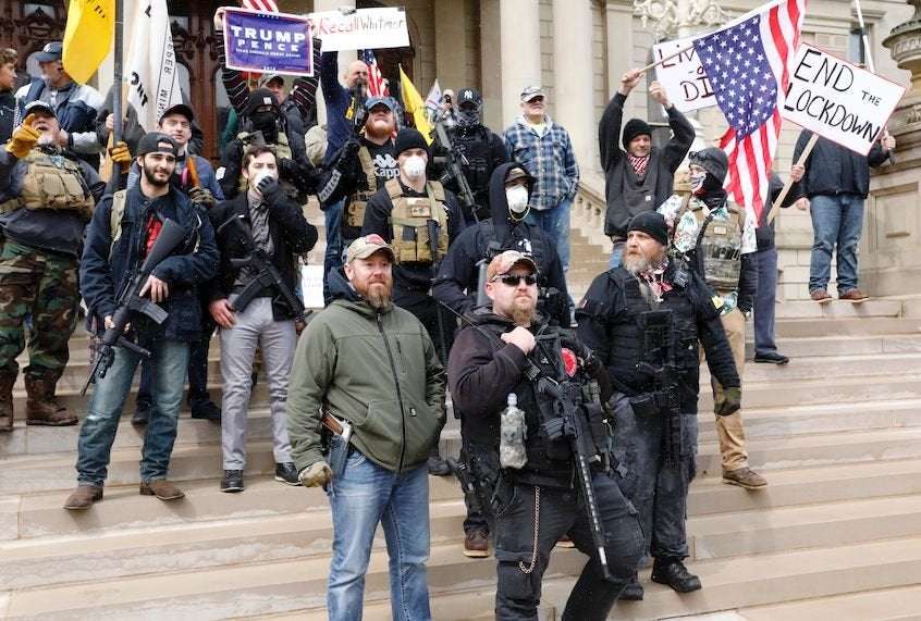 image for Michigan manbaby protest: Wait, we thought conservatives were "rugged individuals"