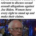 image for Bernie Sanders says it's relevant to discuss Tara Reade's sexual assault claims against Joe Biden