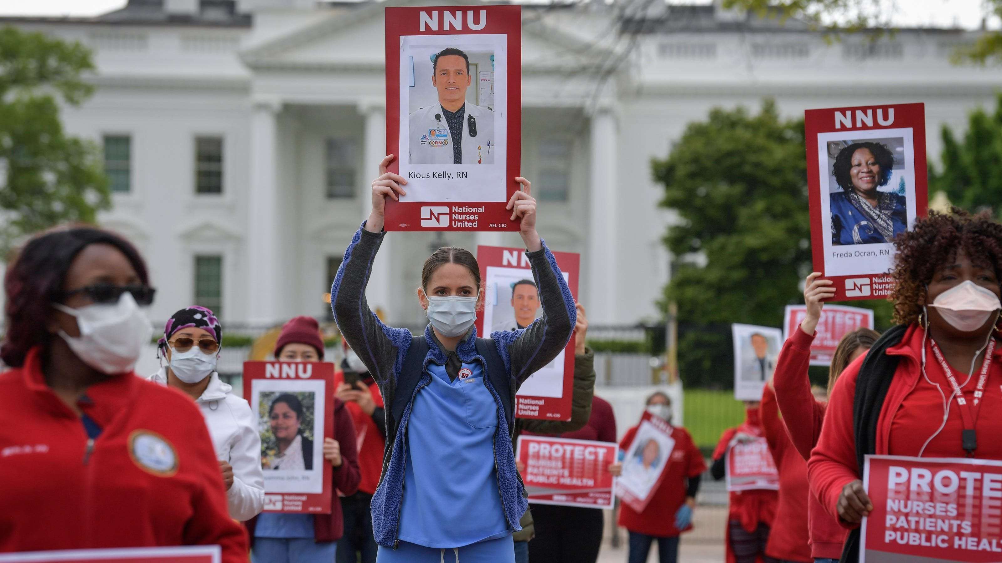 image for US nurses who died of coronavirus honored at White House protest