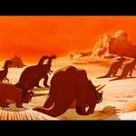 image for Disney's 1940 animated film Fantasia shows the dinosaurs dying off as the result of an intense drought. The theory of mass extinction as the result of an astroid strike wasn't proposed until 1980.