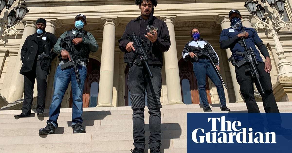 image for Armed black citizens escort Michigan lawmaker to capitol after volatile rightwing protest