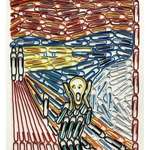 image for A cool rendition of “The Scream” consisting of paper clips
