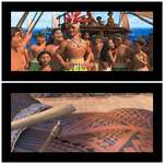 image for In Moana (2016) during the song "We Know the Way" none of the people have tattoos. It's not until after they find their island home that we see characters with tattoos. This is because they never had the resources to figure out a tattoo technique while they were traveling.