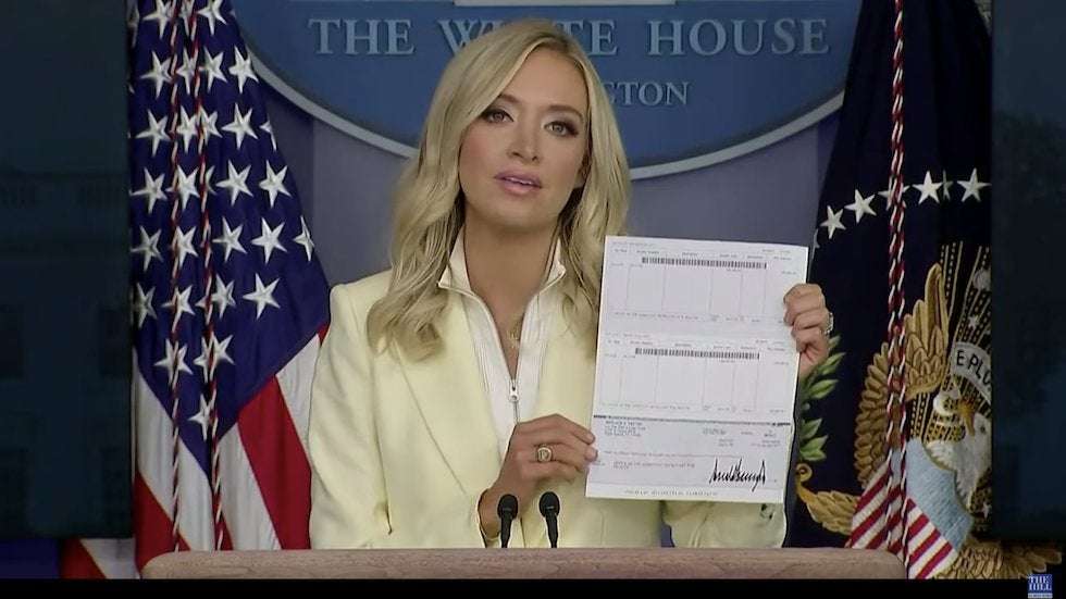 image for Trump's routing number revealed as press secretary announces he's donating quarterly salary to HHS: report