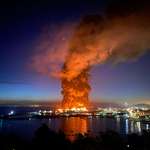 image for Sunrise over the San Fransisco bay today. Pier 45 is on fire at the moment.