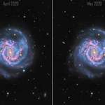 image for I was fortunate to have been photographing this galaxy when a supernova occurred. These two images show a “before and after” view as a star exploded over 50 million light years away. [OC]