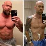 image for Mike Schultz before and after battling Covid-19 for 6 weeks in the hospital