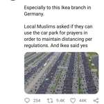 image for Muslims receive permission to gather for social-distancing prayers at an IKEA parking lot in Germany