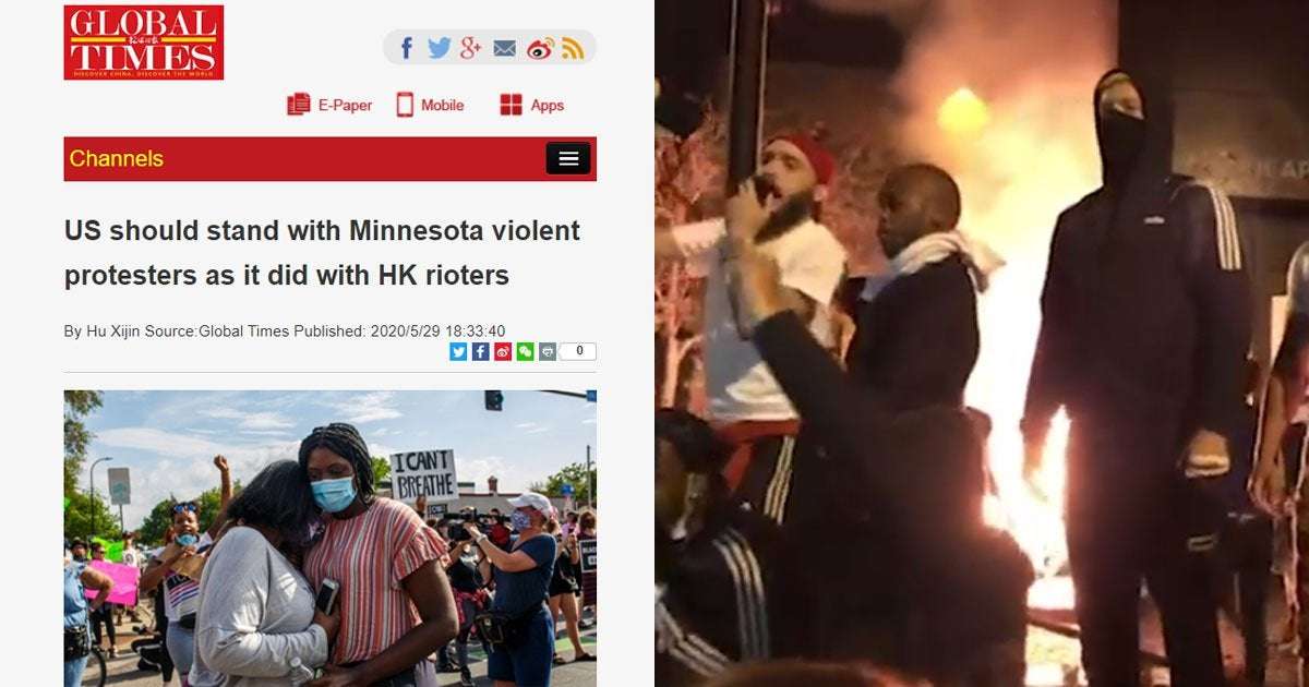 image for China's Global Times trolls US, says: 'US should stand with Minnesota violent protesters as it did with HK rioters'